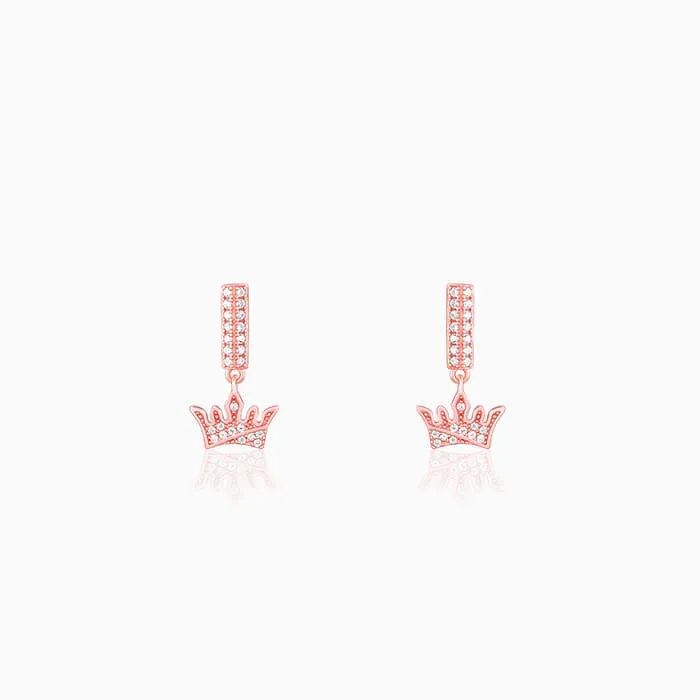 Rose Gold Crown Earrings