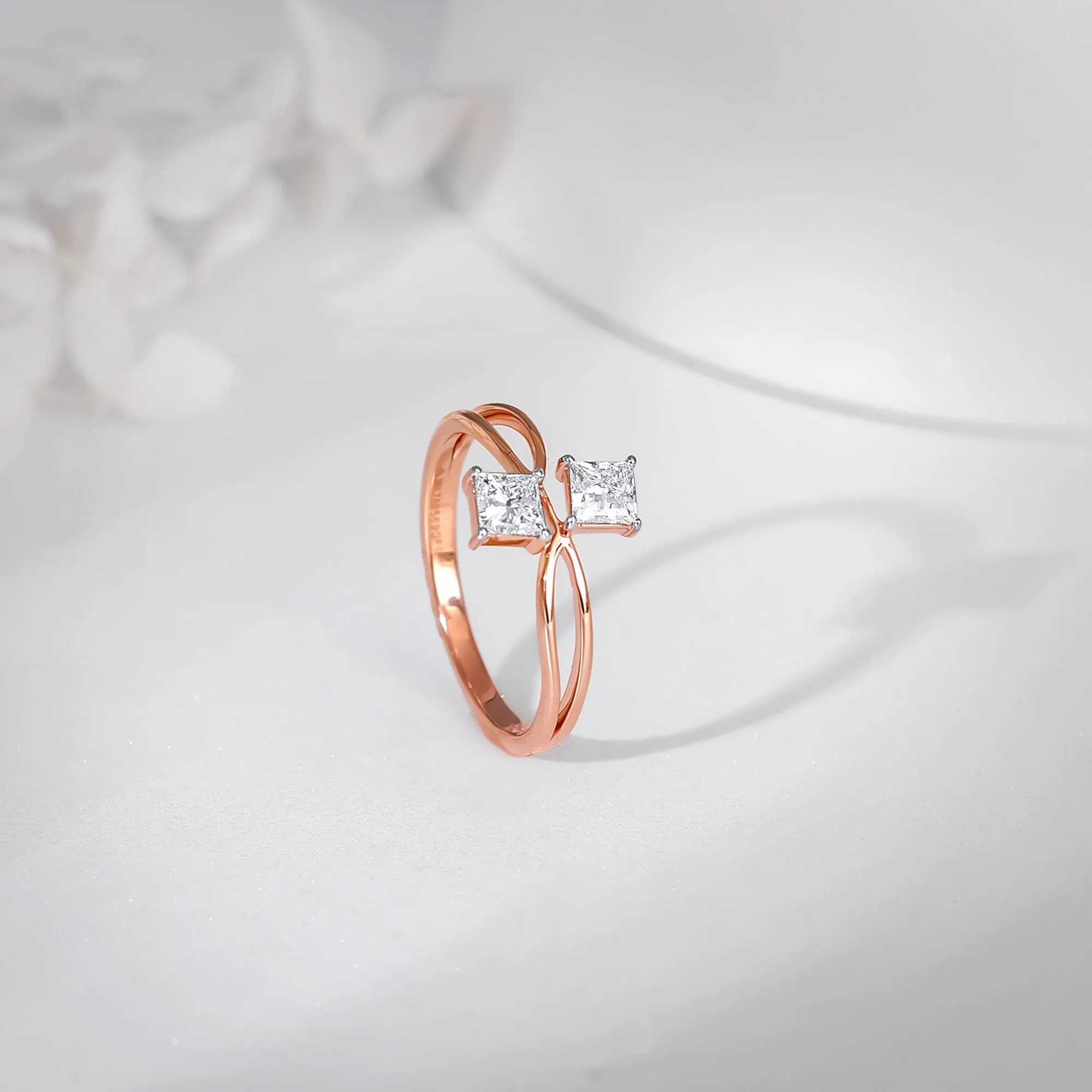 Rose Gold Dyad Solitaire Diamond Ring