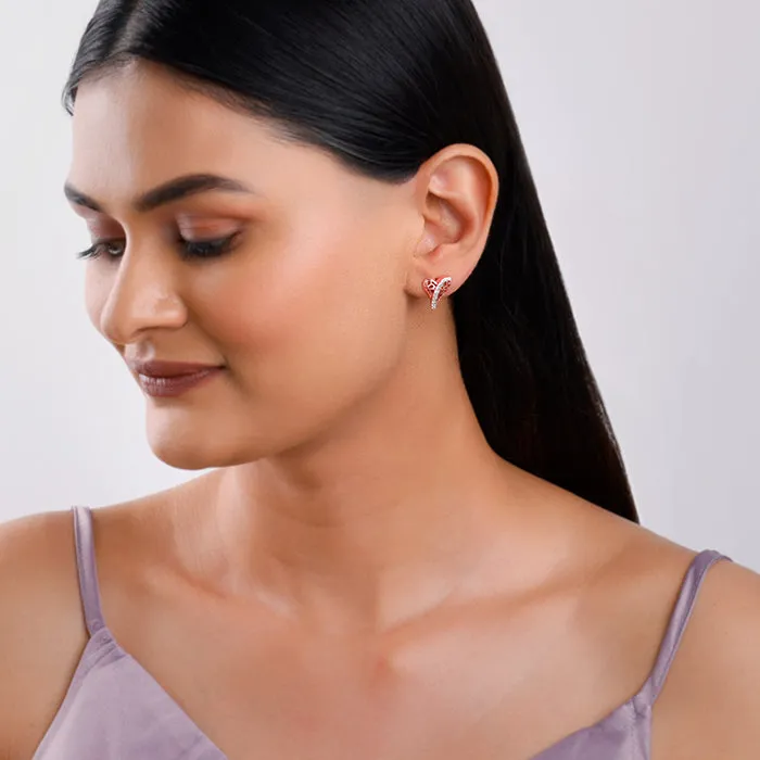 Rose Gold Heart Filigree Earrings