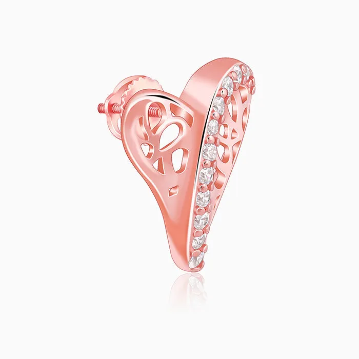 Rose Gold Heart Filigree Earrings