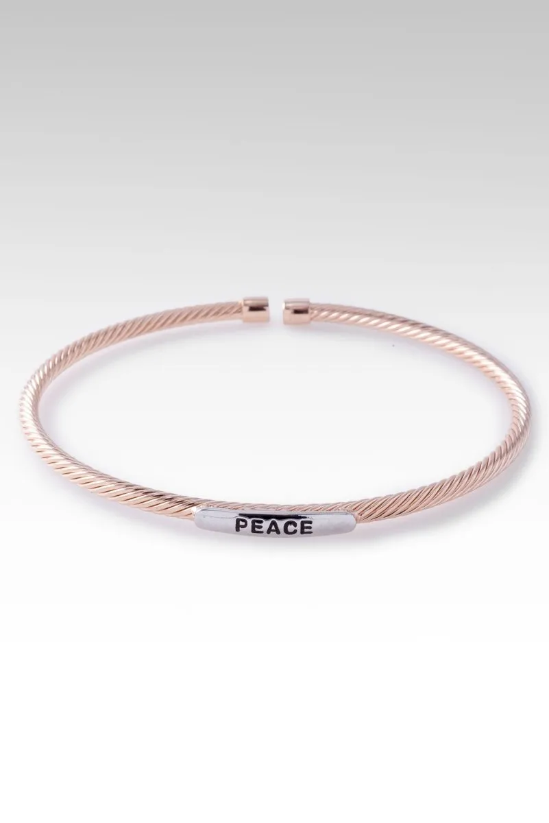 Rose Gold Peace & Hope Cuff? in Rhodium Over Sterling Silver