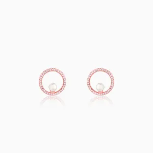 Rose Gold Pearl Halo Earrings