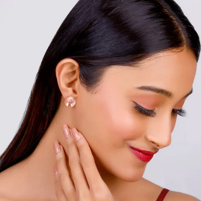Rose Gold Shimmering Love Stud Earrings