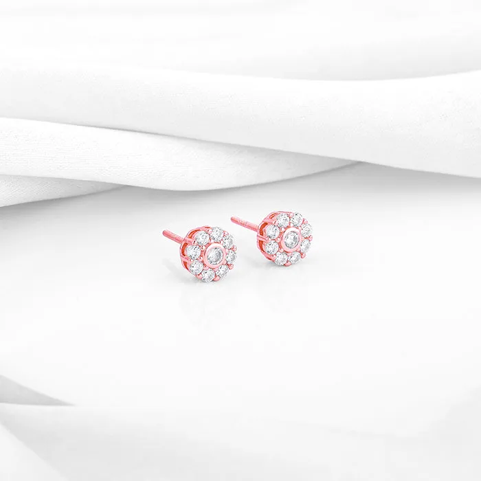 Rose Gold Zircon Eclipse Earrings