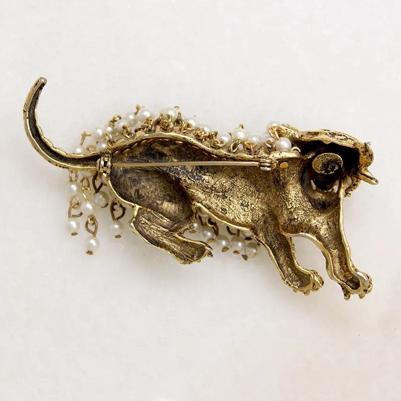 Savage Tiger with Frothy Pearls Hattie Carnegie Brooch