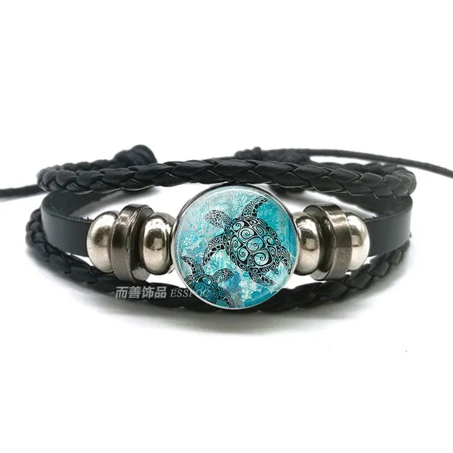 Sea Turtle Bracelet Sea Turtle Octopus Dolphin Starfish Glass Beads Button Bracelet Anklet Punk Style Men Women Fashion