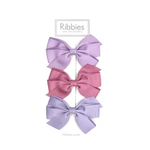 Set of 3 Medium Bows - Mauve and Old Rose