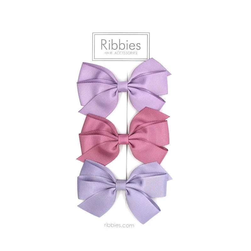 Set of 3 Medium Bows - Mauve and Old Rose