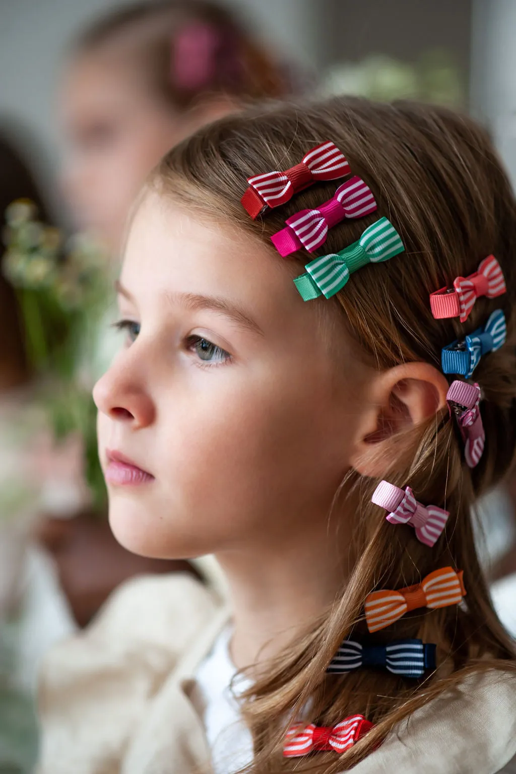 Set of 5 Small Bows - Stripes - Blues