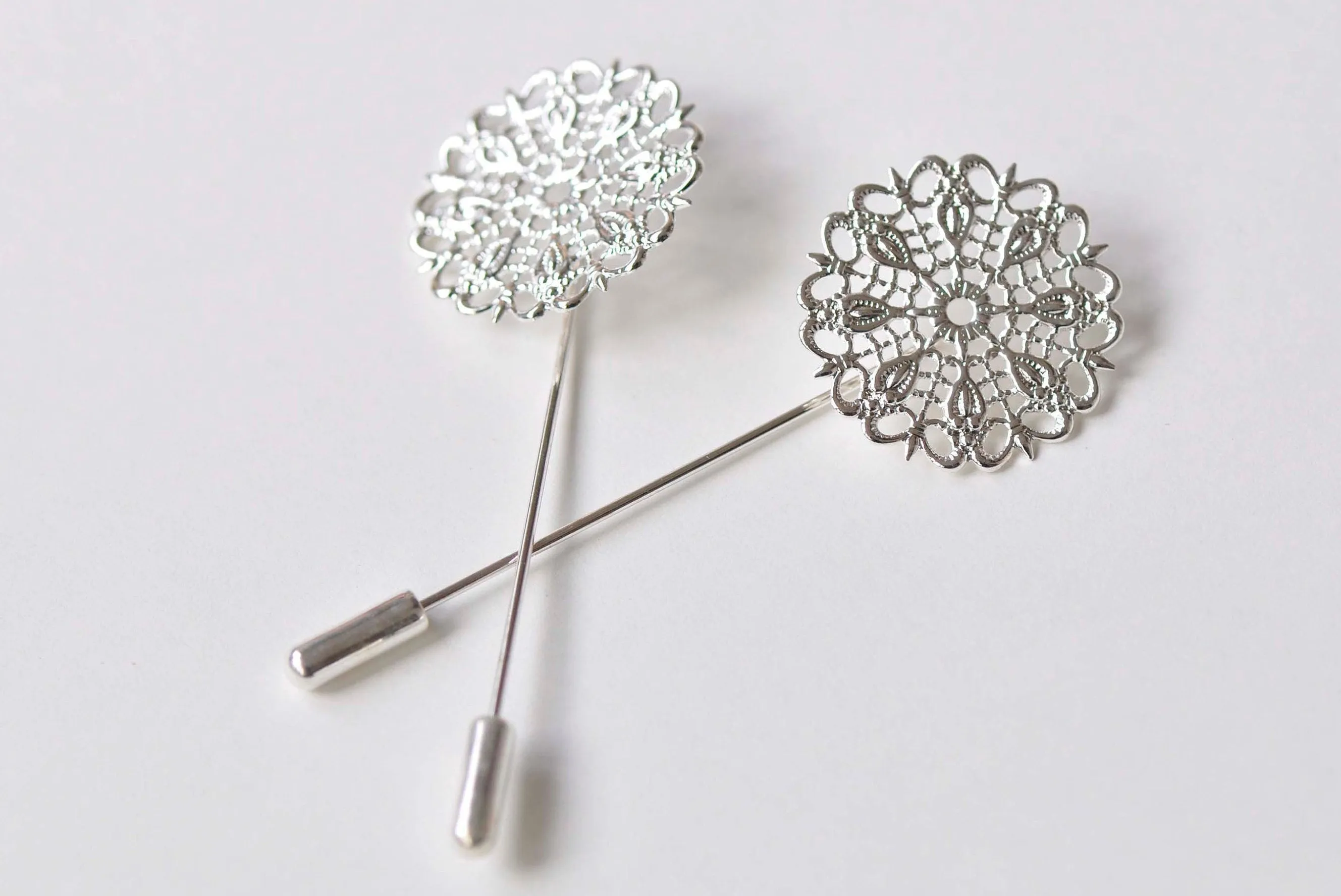 Shiny Silver Stick Lapel Pin Clutch 50mm With 25mm Pad Set of 10 A4555