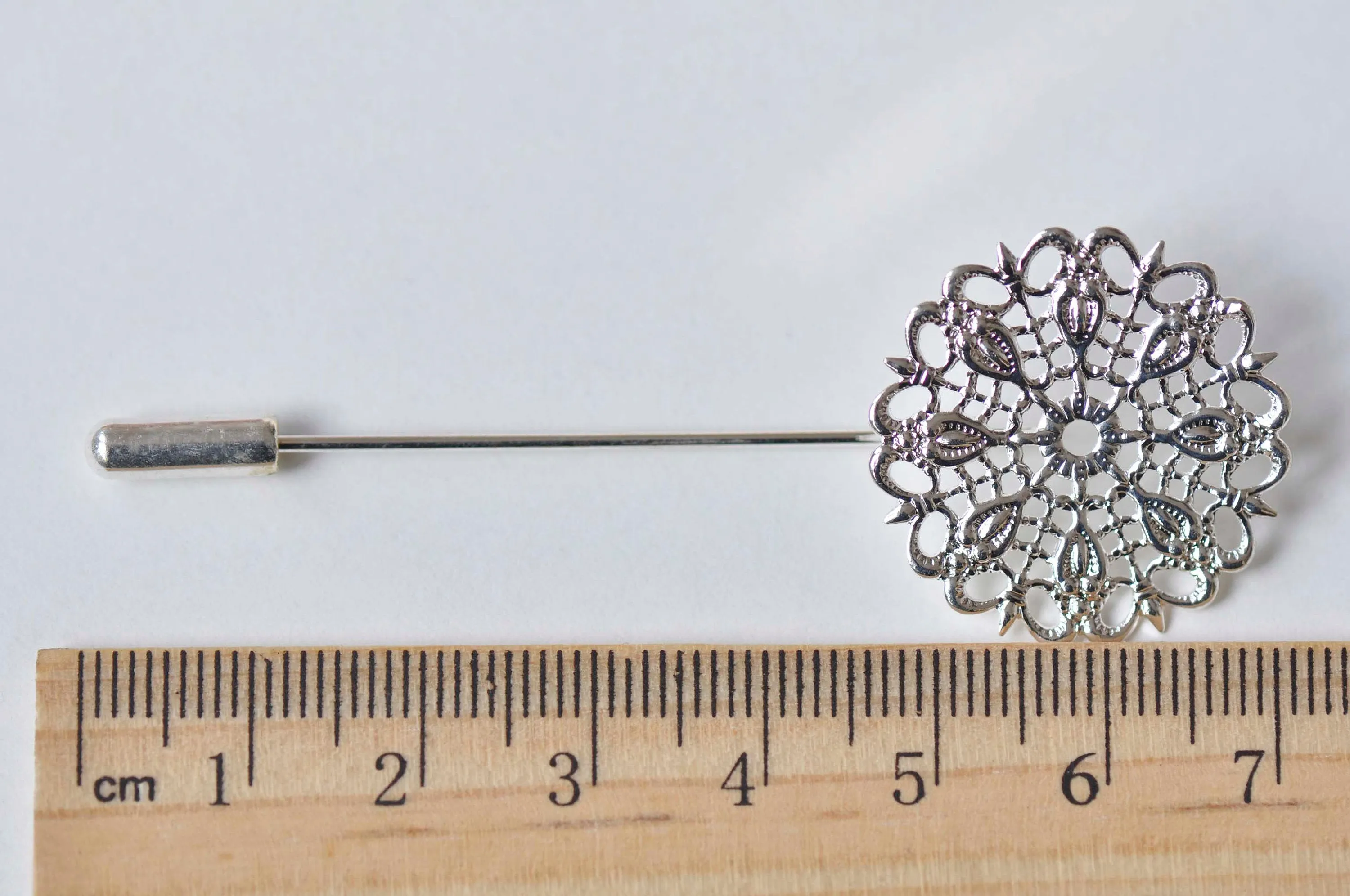 Shiny Silver Stick Lapel Pin Clutch 50mm With 25mm Pad Set of 10 A4555
