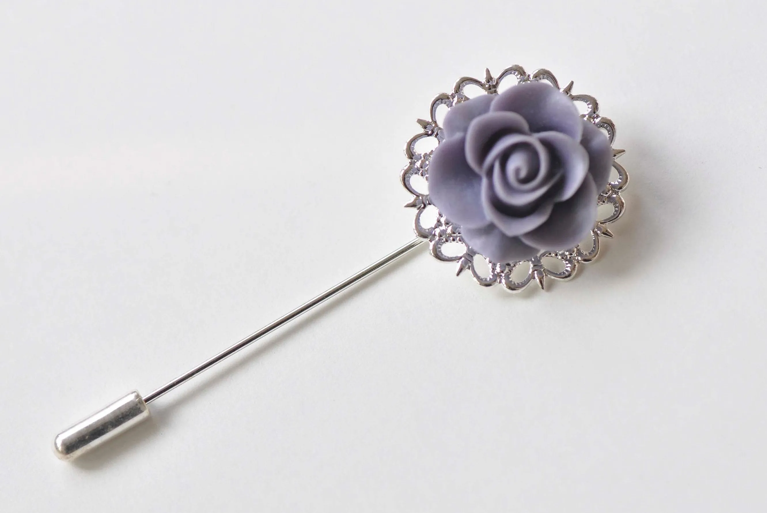 Shiny Silver Stick Lapel Pin Clutch 50mm With 25mm Pad Set of 10 A4555