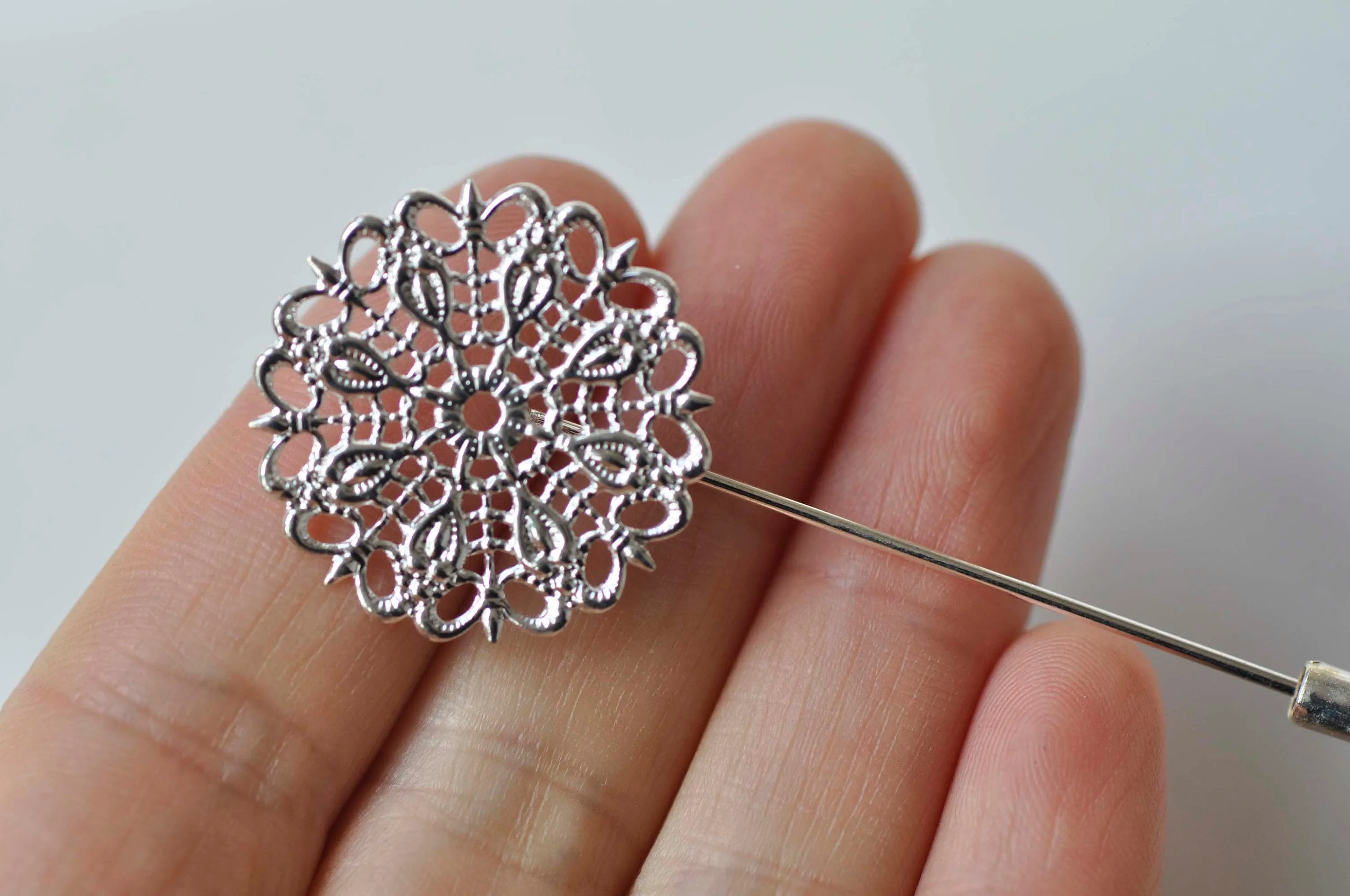 Shiny Silver Stick Lapel Pin Clutch 50mm With 25mm Pad Set of 10 A4555