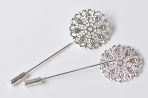 Shiny Silver Stick Lapel Pin Clutch 50mm With 25mm Pad Set of 10 A4555