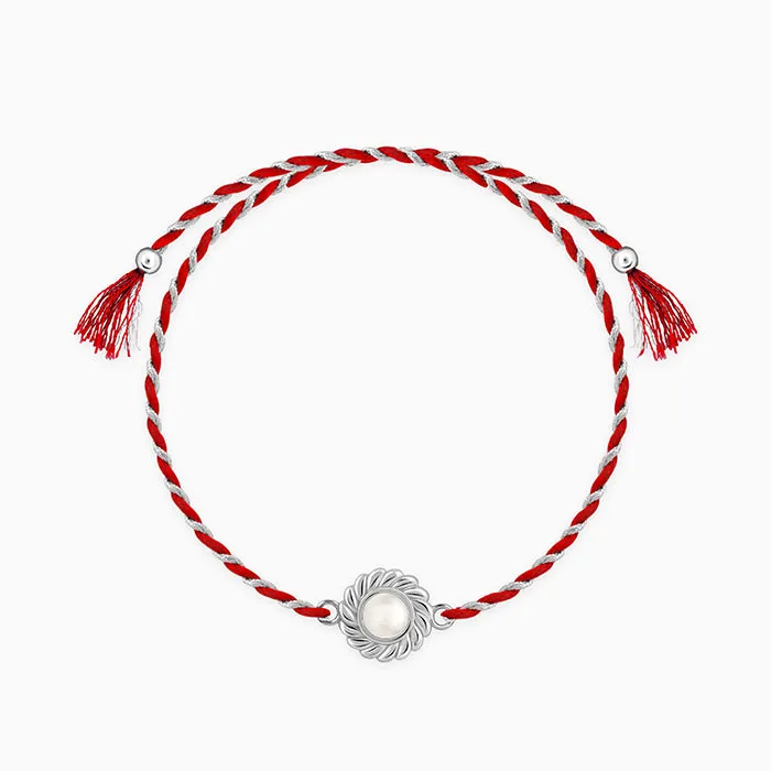 Silver Flower Pearl Rakhi