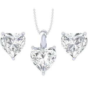 Silver Heart Solitaire Jewellery Set