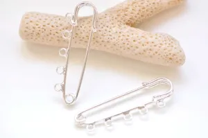 Silver Kilt Pins Five Loops Safety Pin Broochs Set of 10 A7584