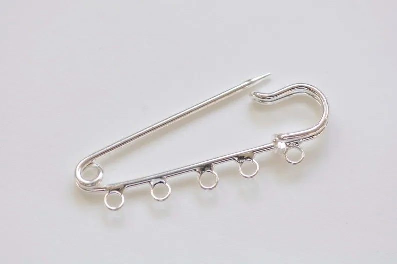 Silver Kilt Pins Five Loops Safety Pin Broochs Set of 10 A7584