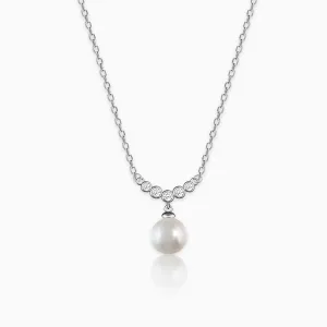 Silver Minimal Pearl Necklace