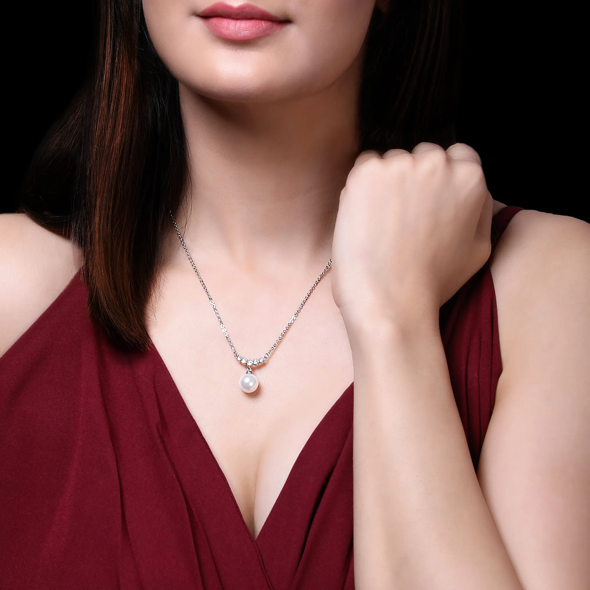 Silver Minimal Pearl Necklace
