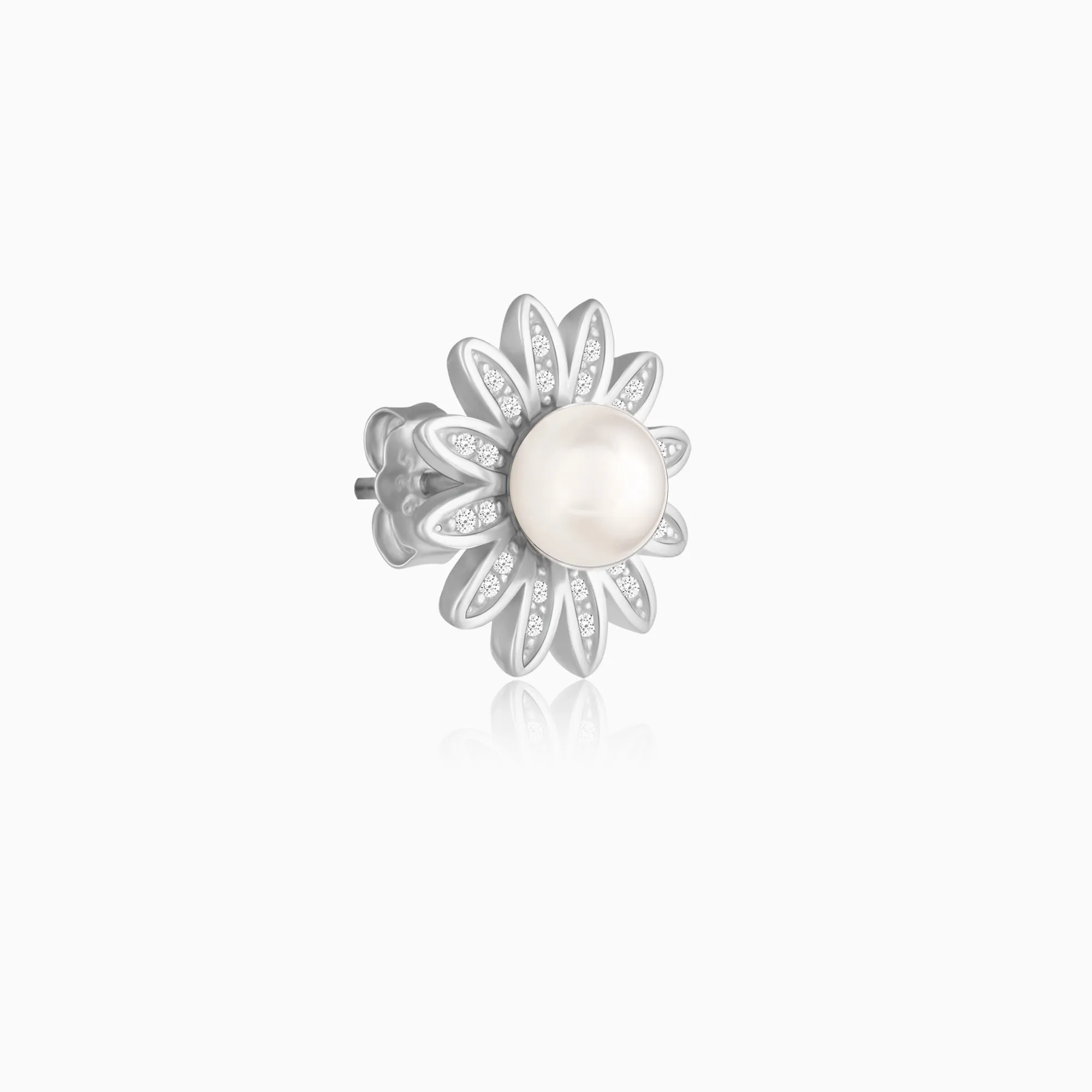 Silver Pearl Buttercup Studs
