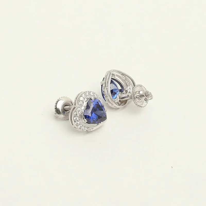 Silver Royal Blue Heart Jewellery Set