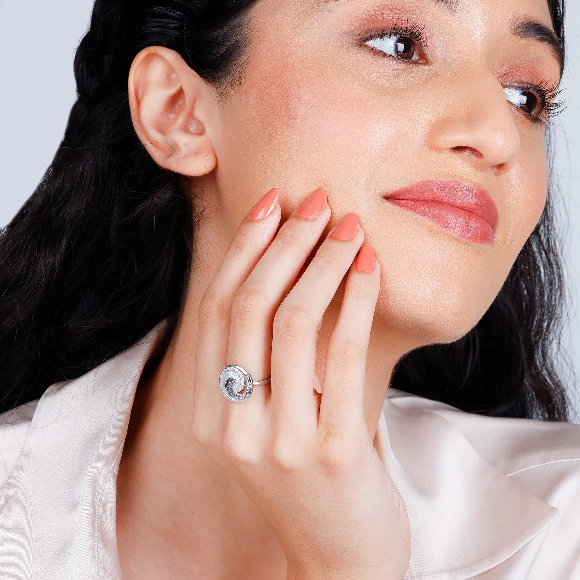 Silver Spiral Symphony Ring