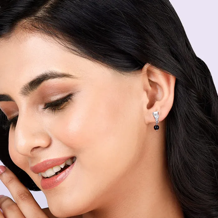 Silver Zirconia Noir Earrings