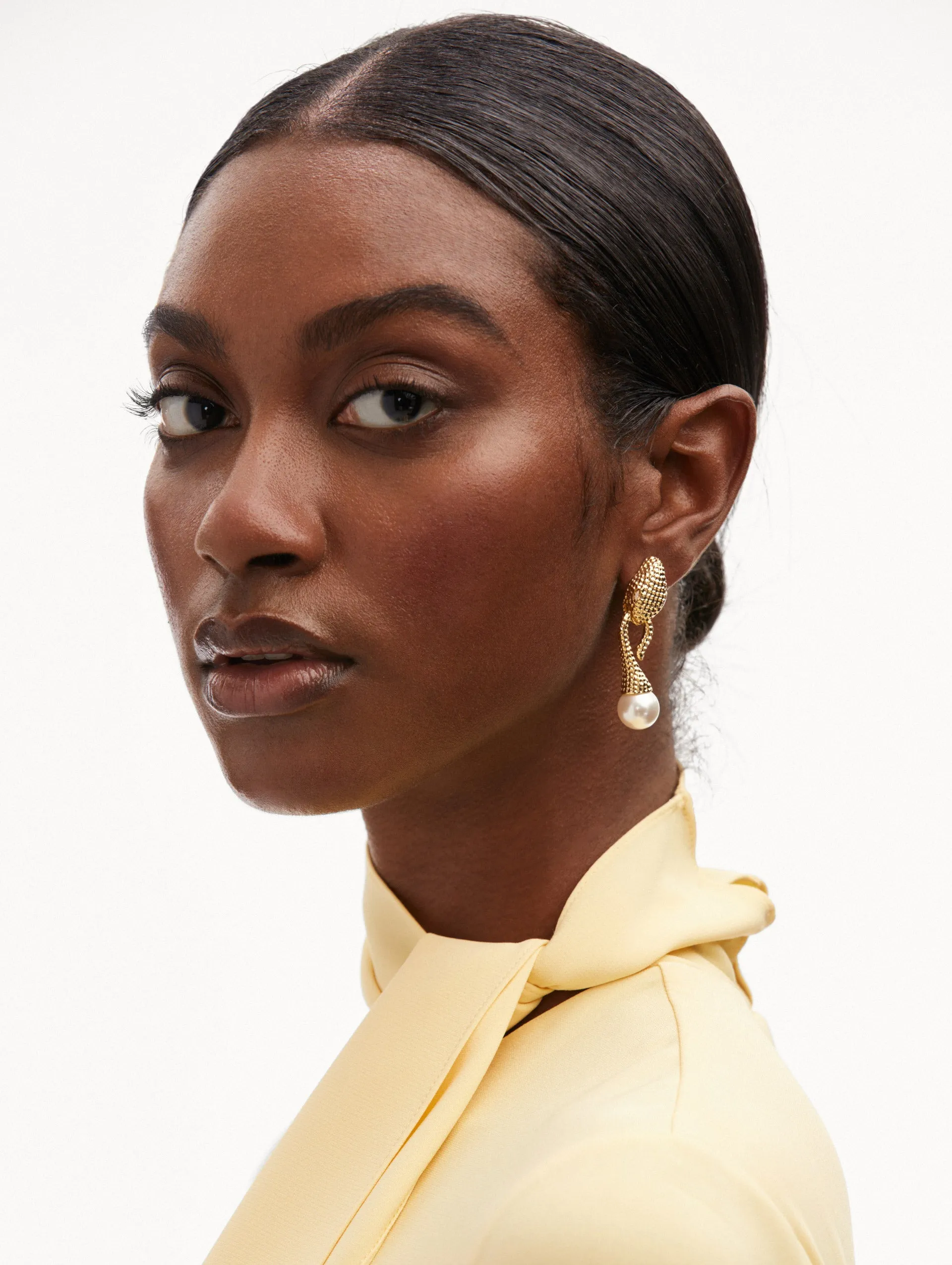 Snake Pearl Drop Earrings