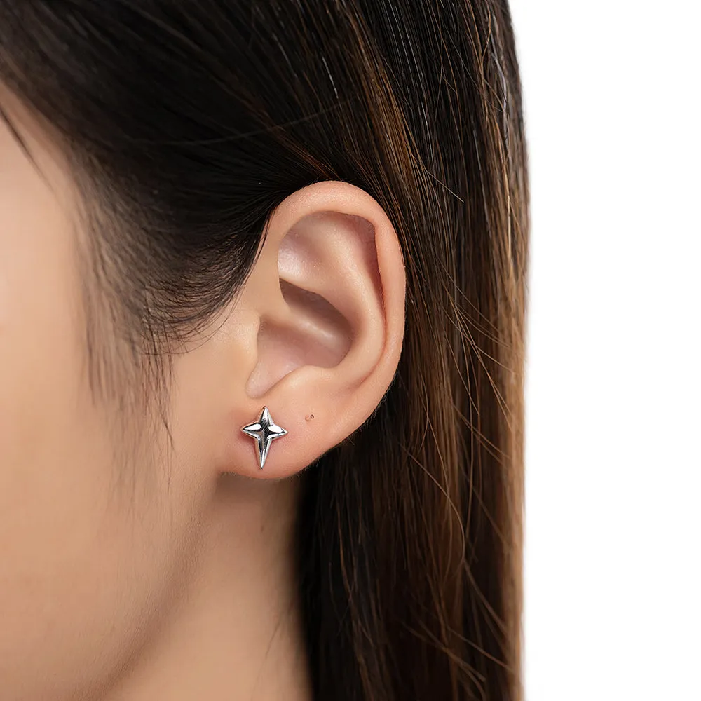 Sterling Silver Mini North Star Stud Earrings