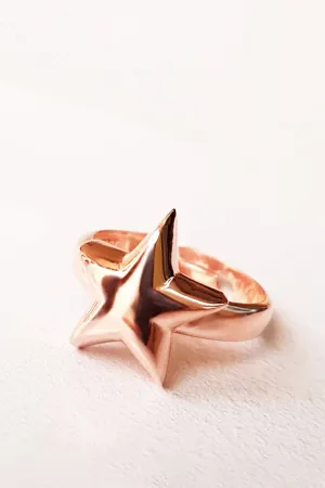 Sterling Silver Rose Gold Plated Star Ring