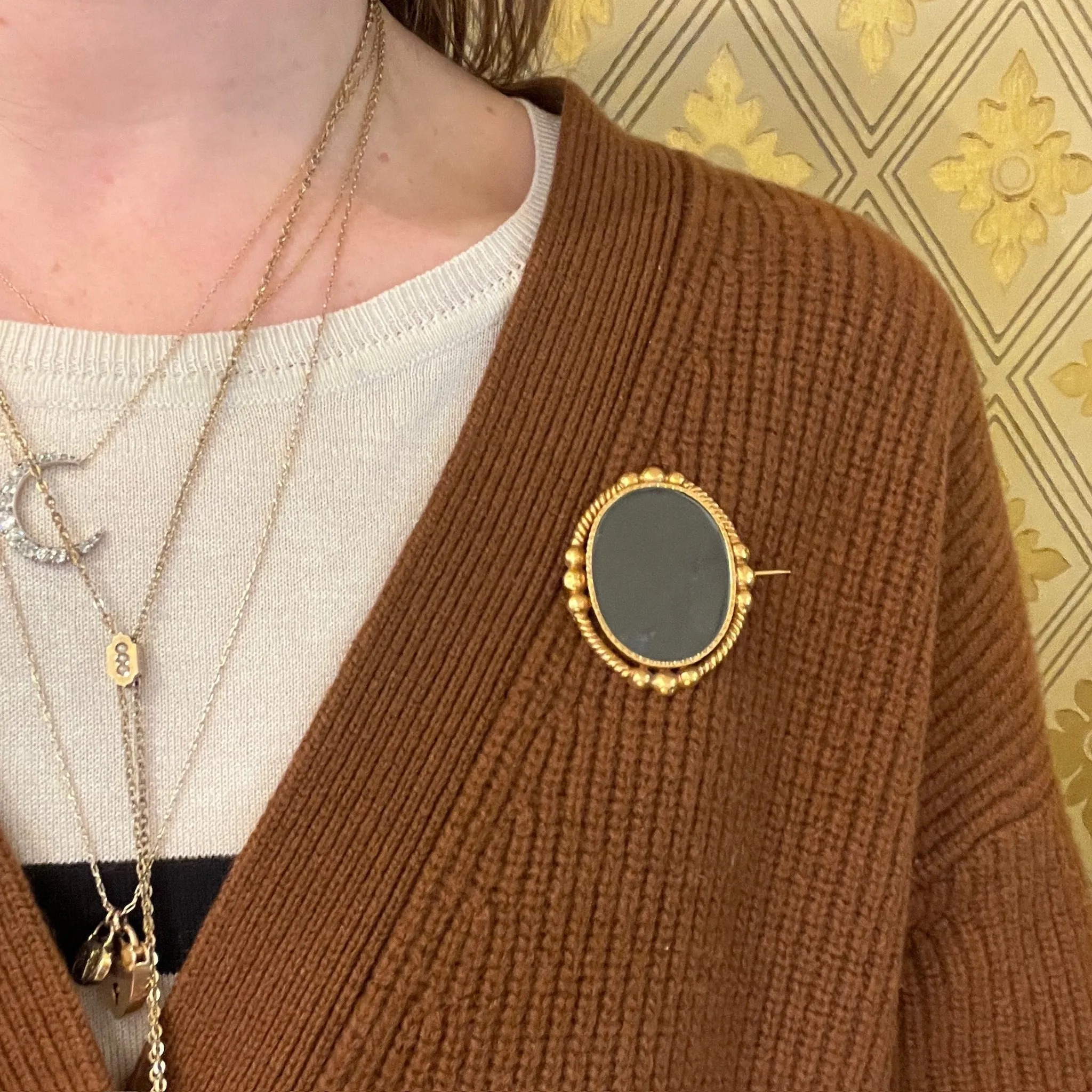 Stunning French 18k Gold Locket Brooch
