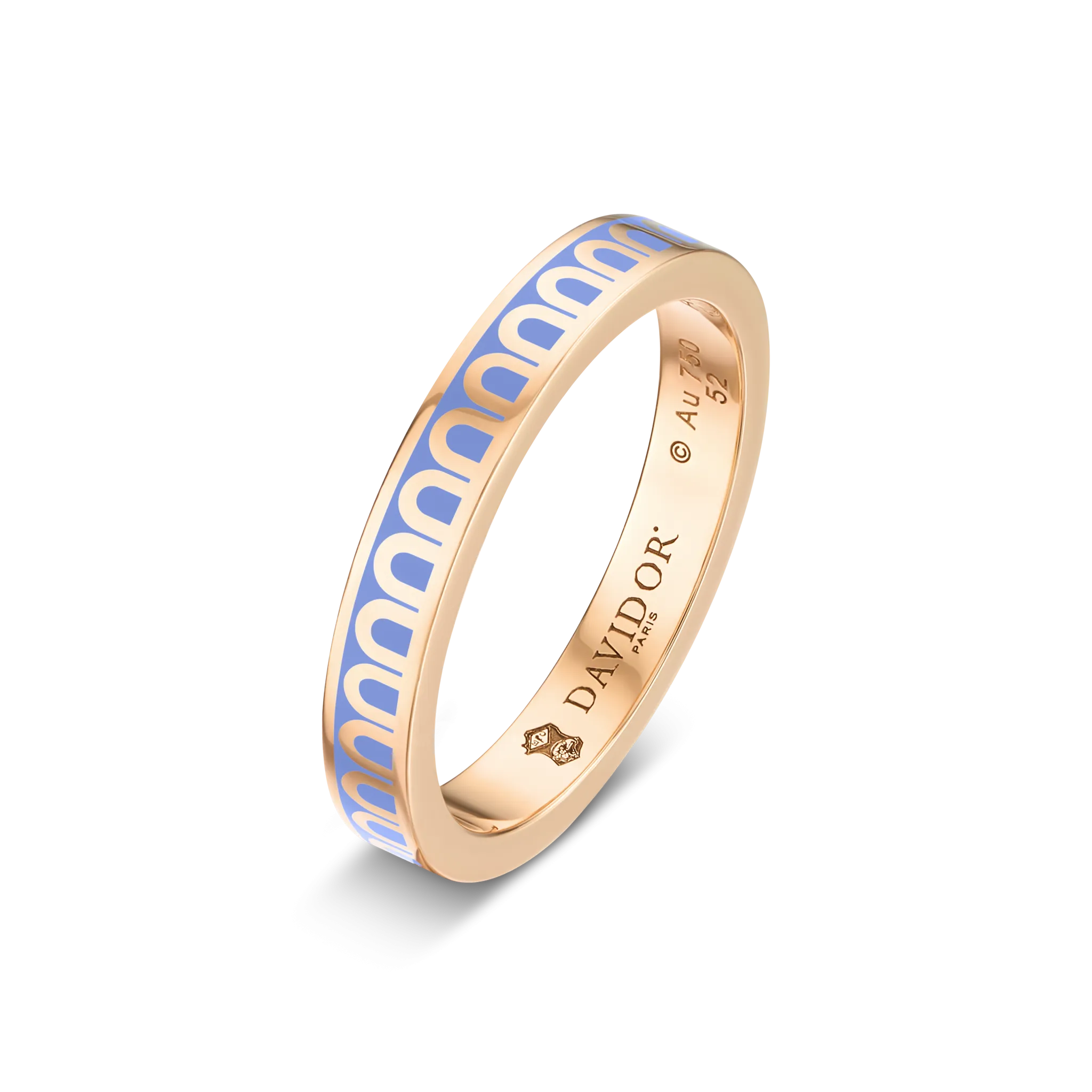 Sur-Mesure L'Arc de DAVIDOR Ring PM, 18k Rose Gold with Hortensia Lacquered Ceramic