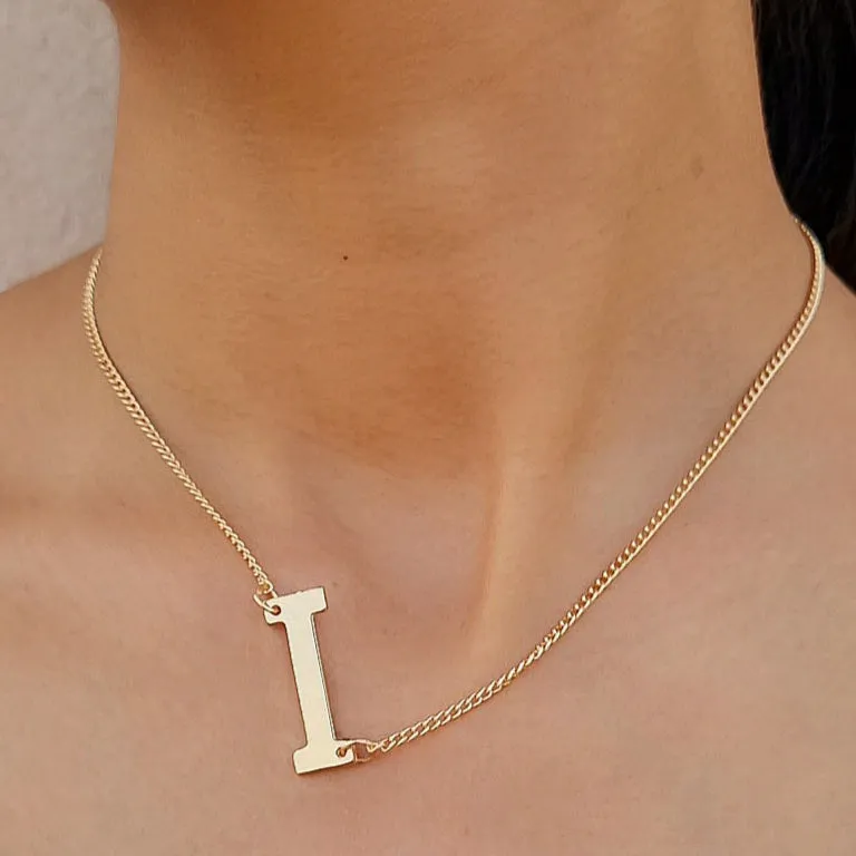 TFC Letter I Gold Plated Pendant Necklace