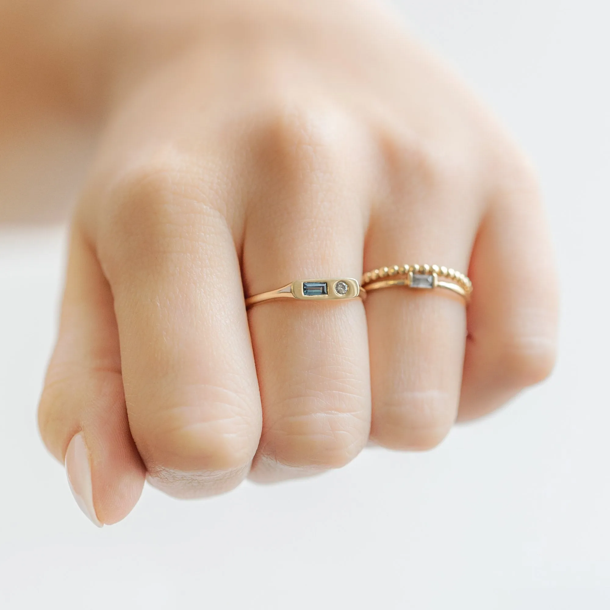 The Asymmetrical Sapphire   Diamond Signet Ring | Yellow Gold