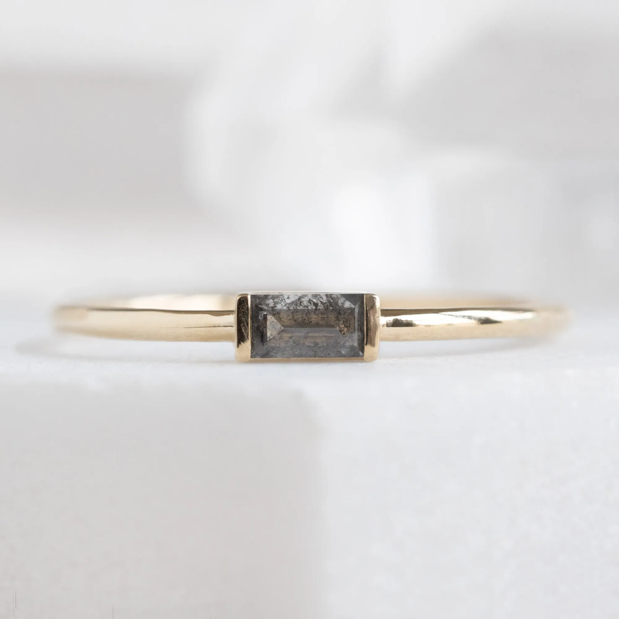 The Baguette Salt and Pepper Diamond Line Ring | Yellow, Rose or White Gold