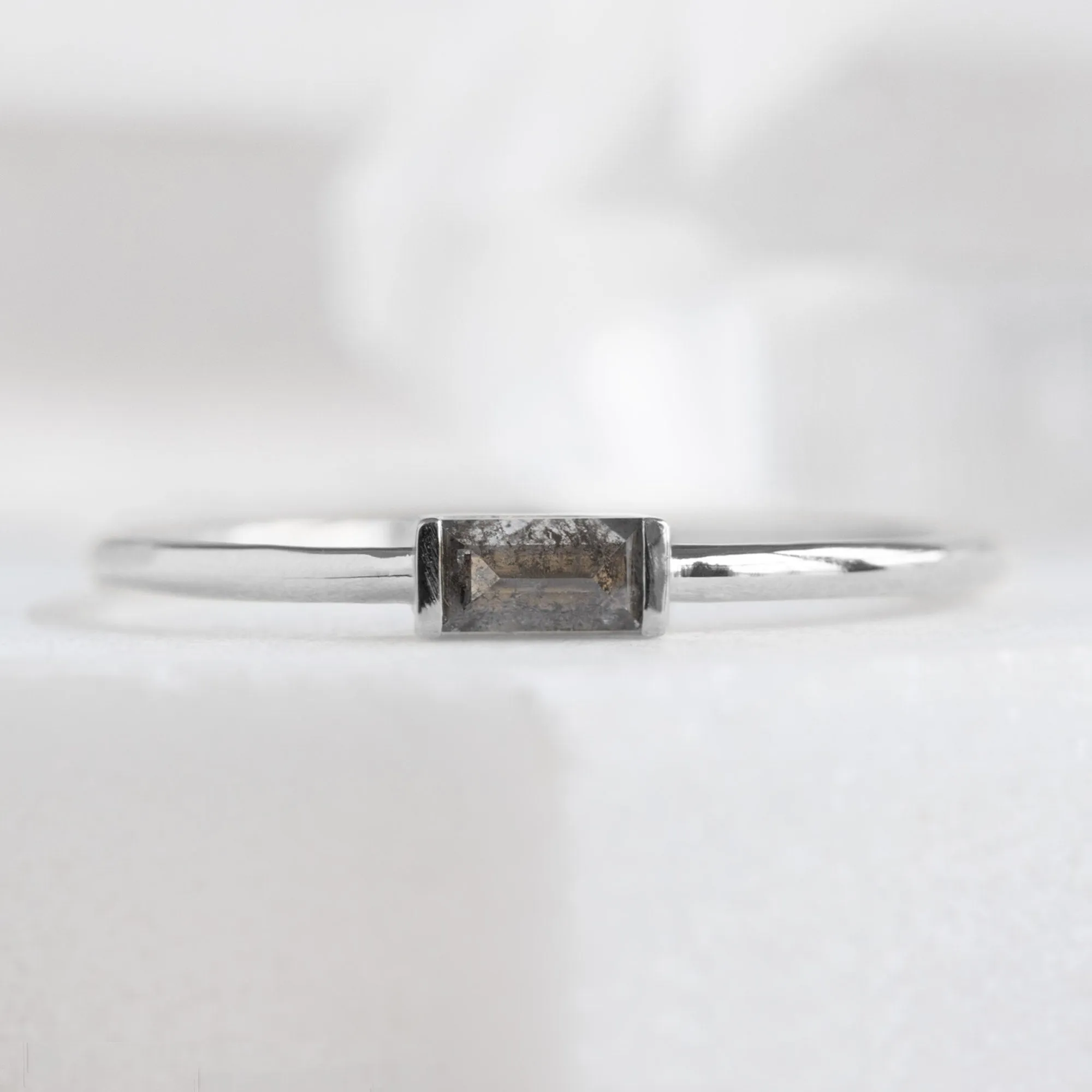 The Baguette Salt and Pepper Diamond Line Ring | Yellow, Rose or White Gold