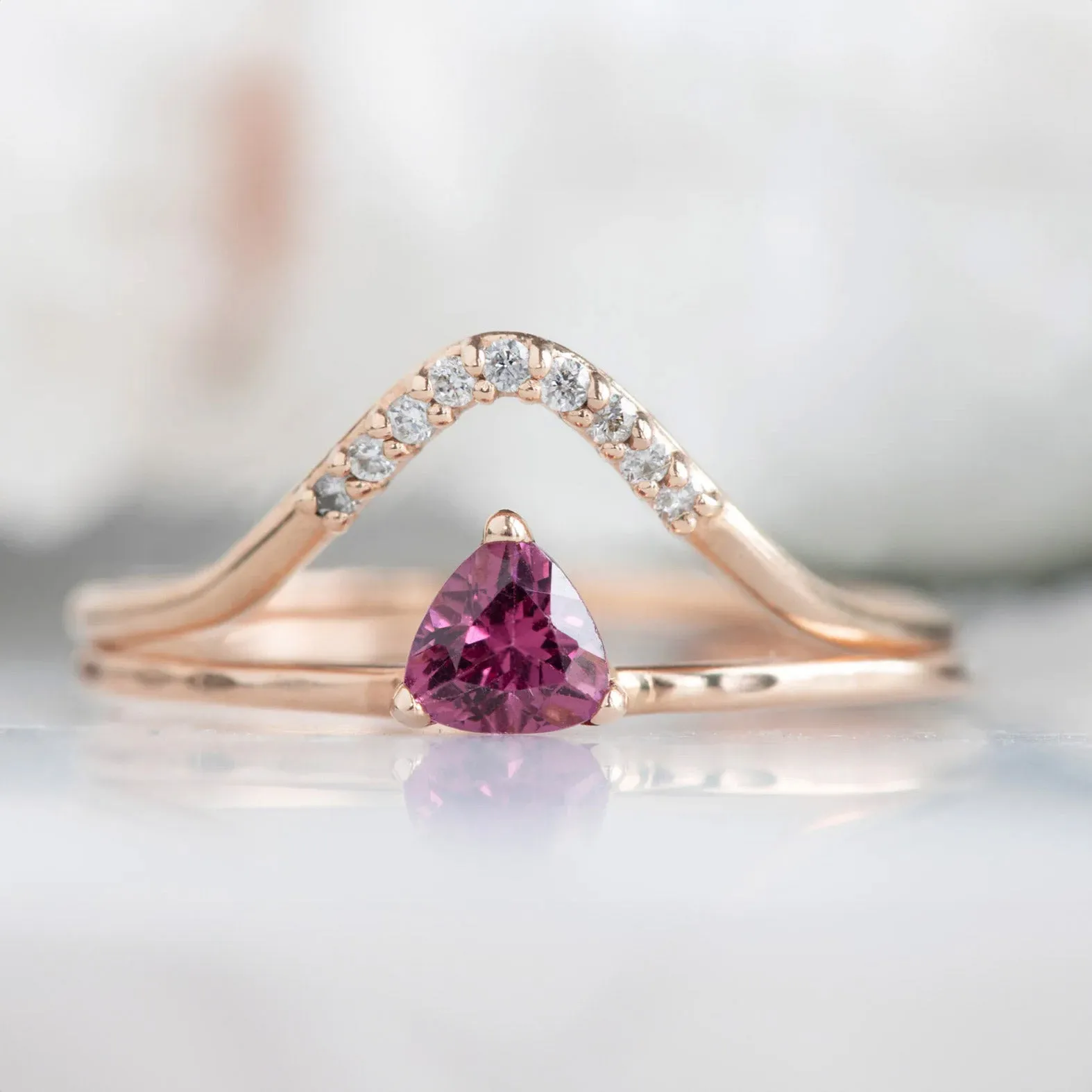 The Pink Garnet Crown Ring | Yellow, Rose or White Gold