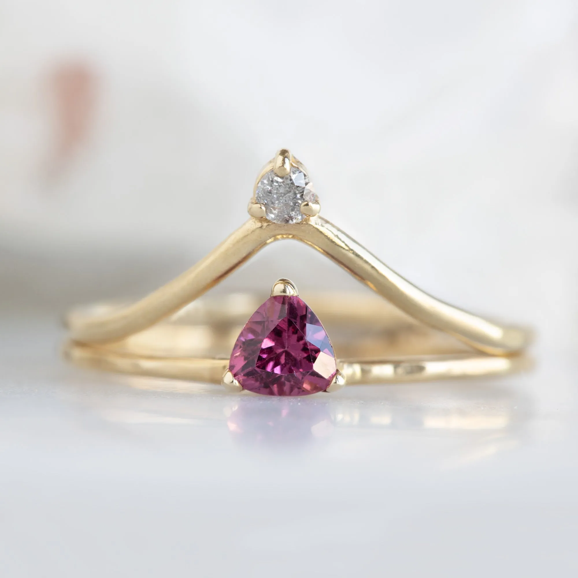 The Pink Garnet Crown Ring | Yellow, Rose or White Gold