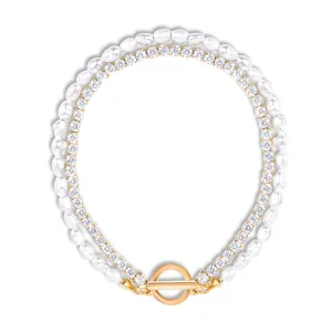 Topanga Double Chain Pearl Toggle Bracelet