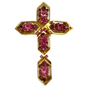 Vintage Brooch - Pink Cross