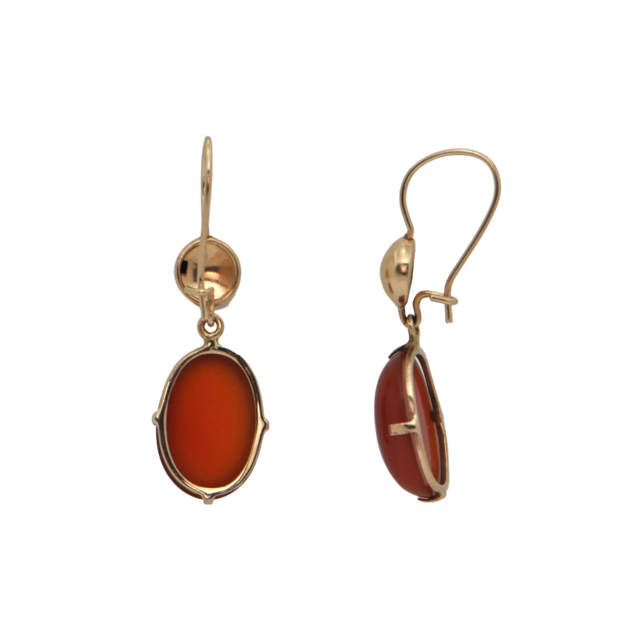 Vintage Carnelian 14K Gold Drop Earrings