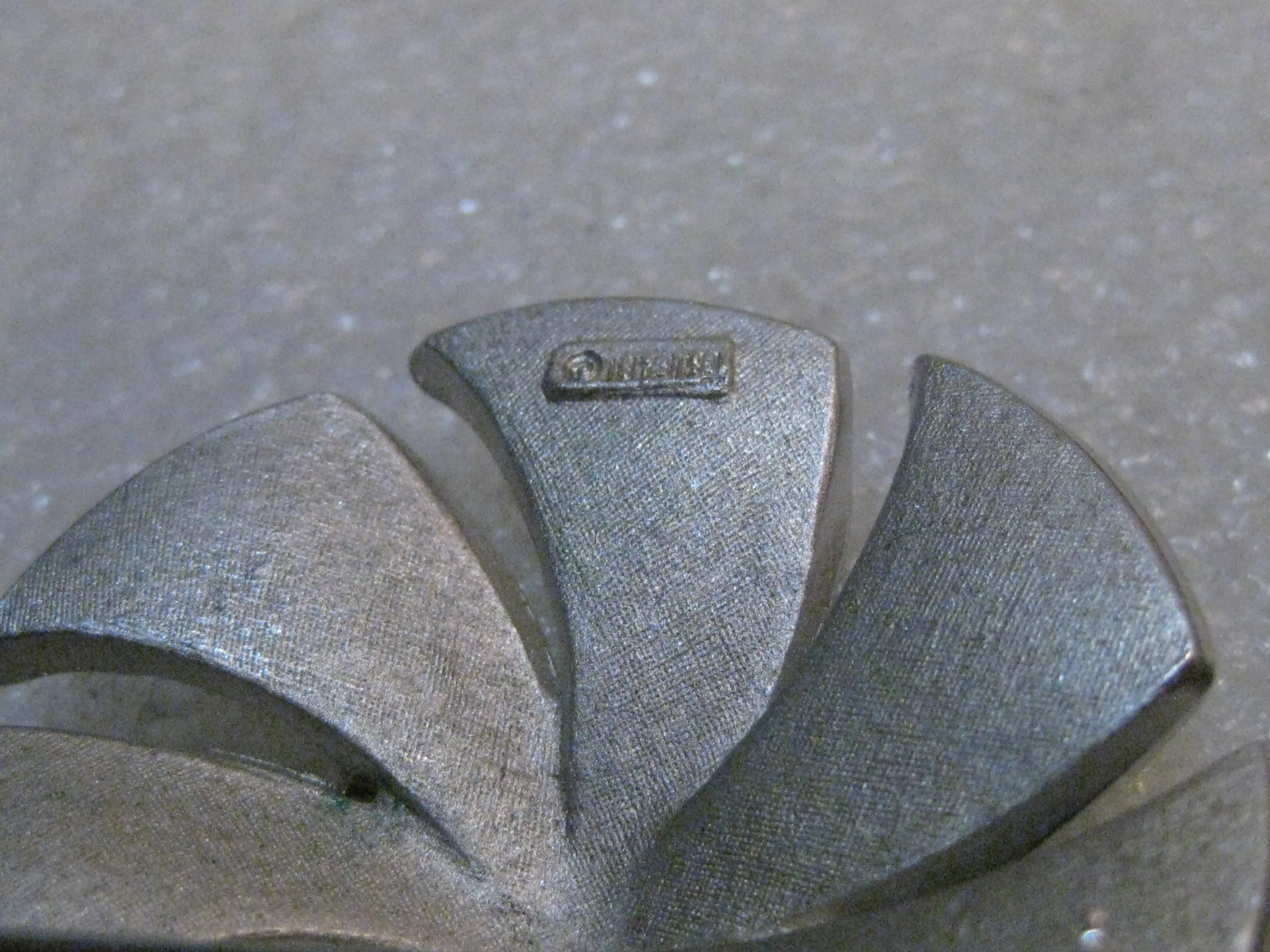 Vintage Crown Trifari Pinwheel Brooch, Spiral, Domed, Brushed Finish, 1960's-1970's, 1.75"