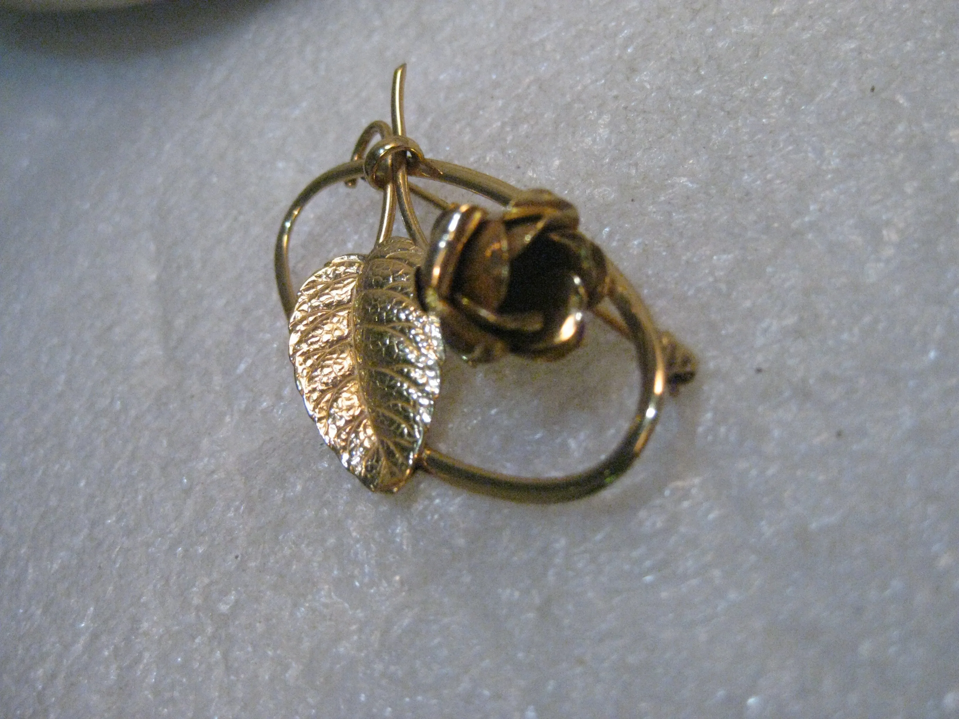 Vintage Forstner Sterling Rose Brooch, Framed, Gold Over Sterling, 2", 7.96 grams