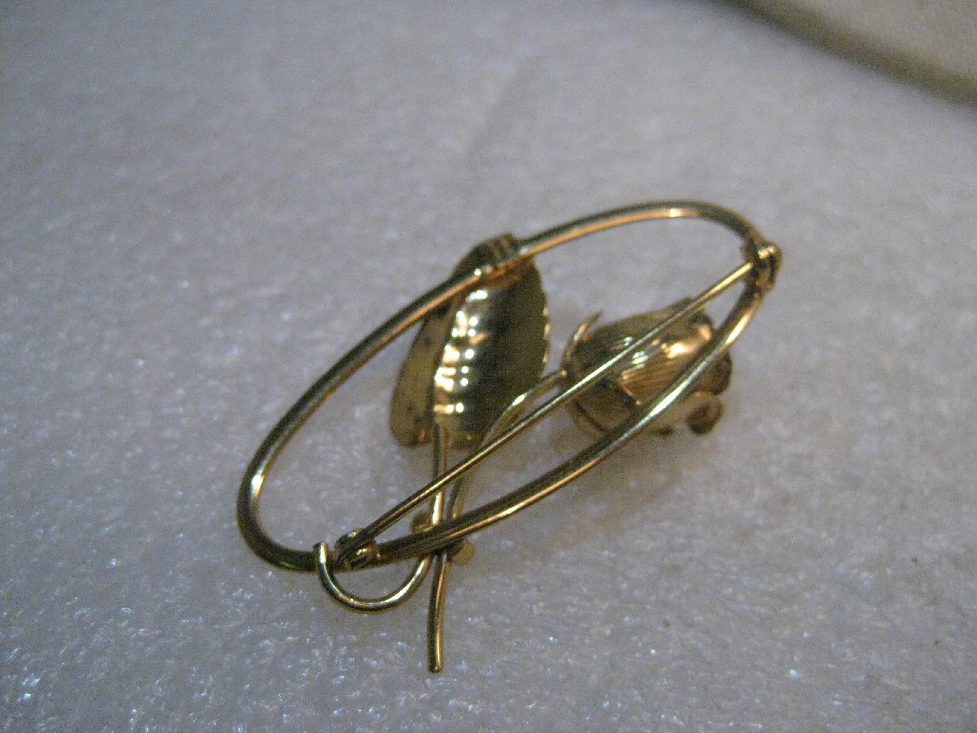 Vintage Forstner Sterling Rose Brooch, Framed, Gold Over Sterling, 2", 7.96 grams
