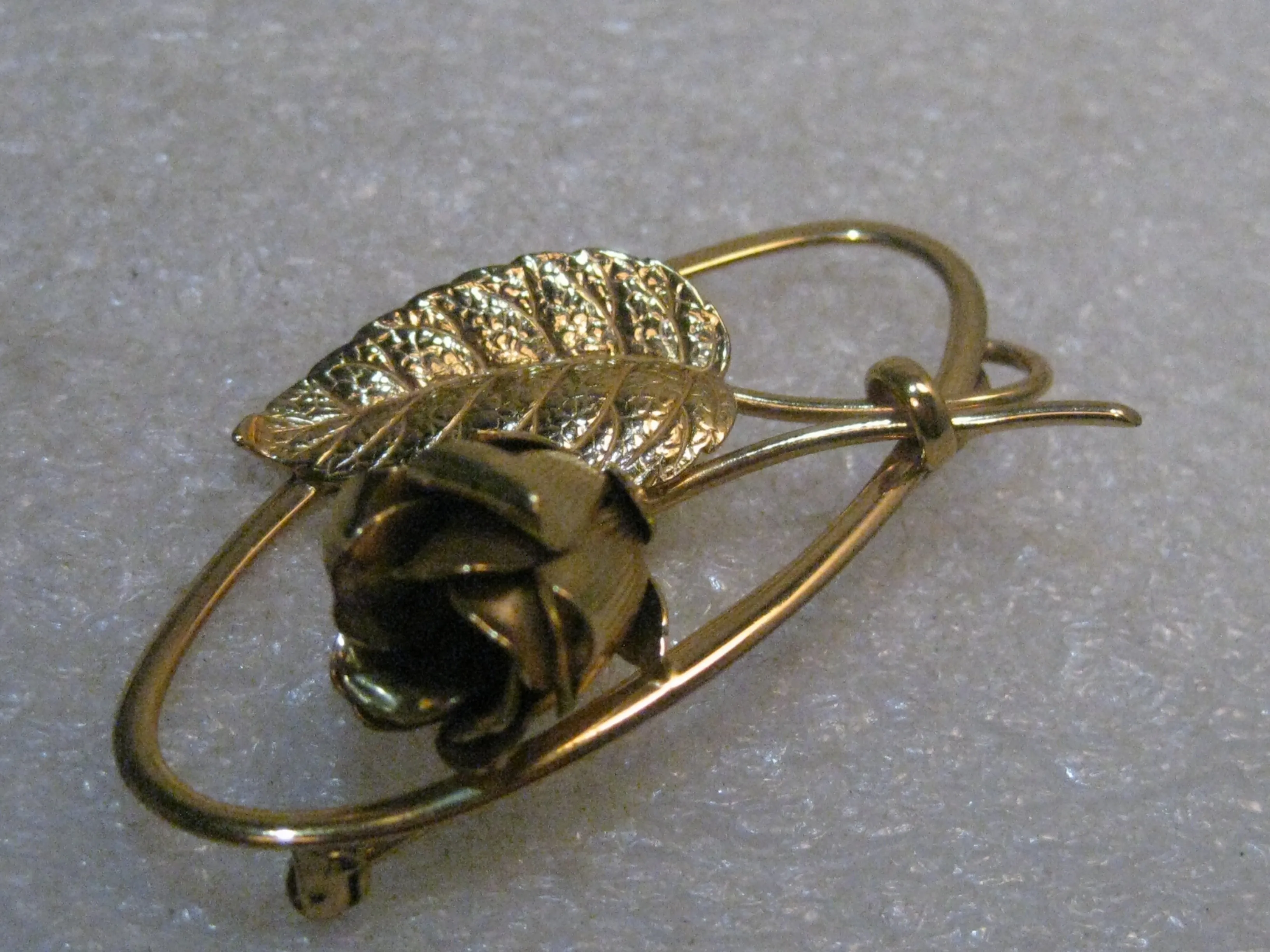 Vintage Forstner Sterling Rose Brooch, Framed, Gold Over Sterling, 2", 7.96 grams