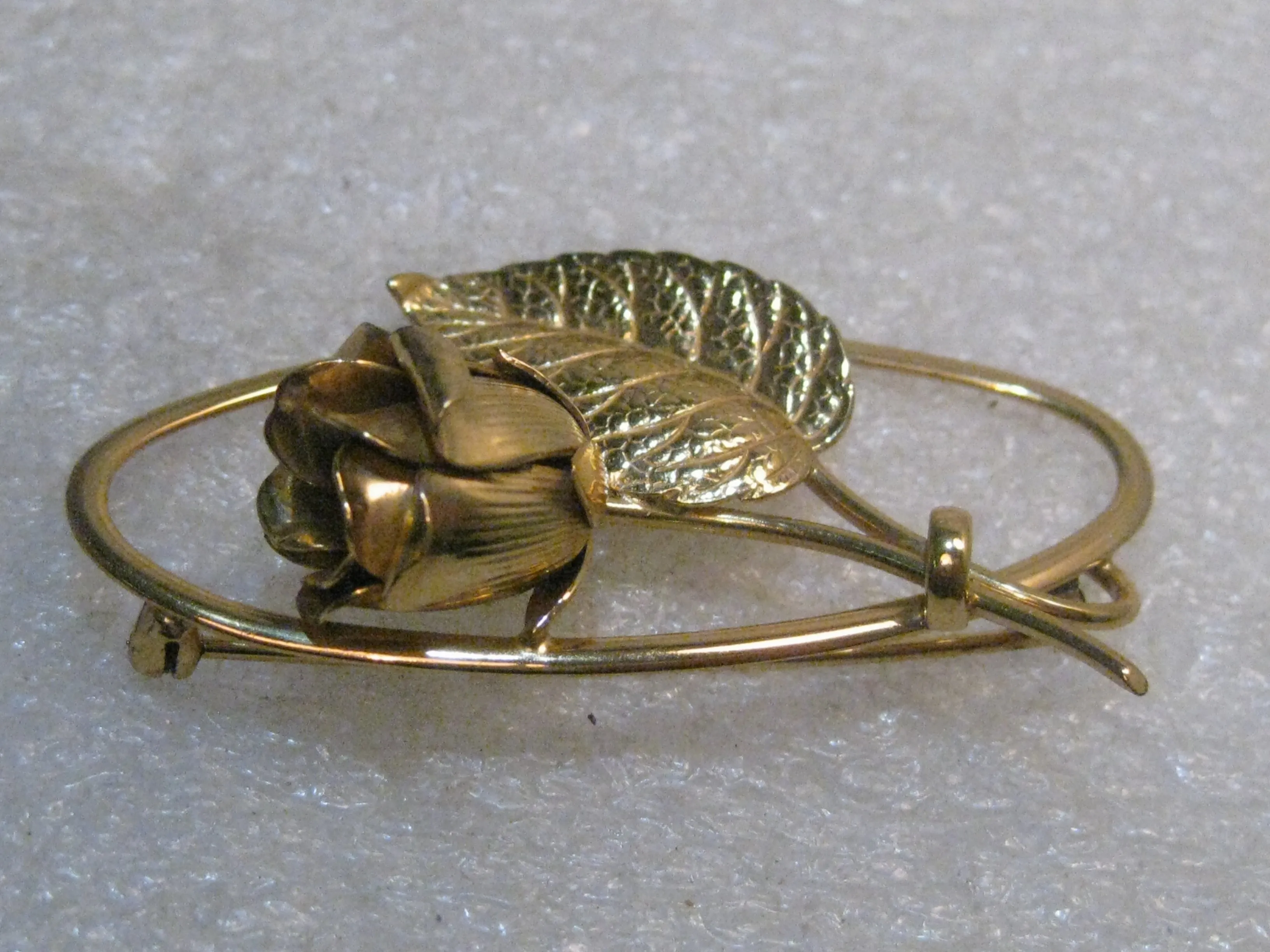 Vintage Forstner Sterling Rose Brooch, Framed, Gold Over Sterling, 2", 7.96 grams