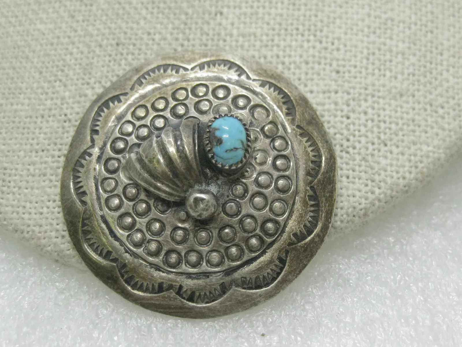 Vintage Southwestern Turquoise Brooch, signed M E. Tsosie, Navajo/Native America