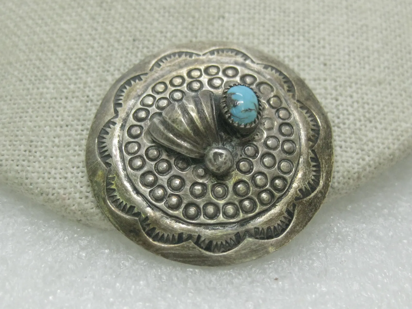 Vintage Southwestern Turquoise Brooch, signed M E. Tsosie, Navajo/Native America