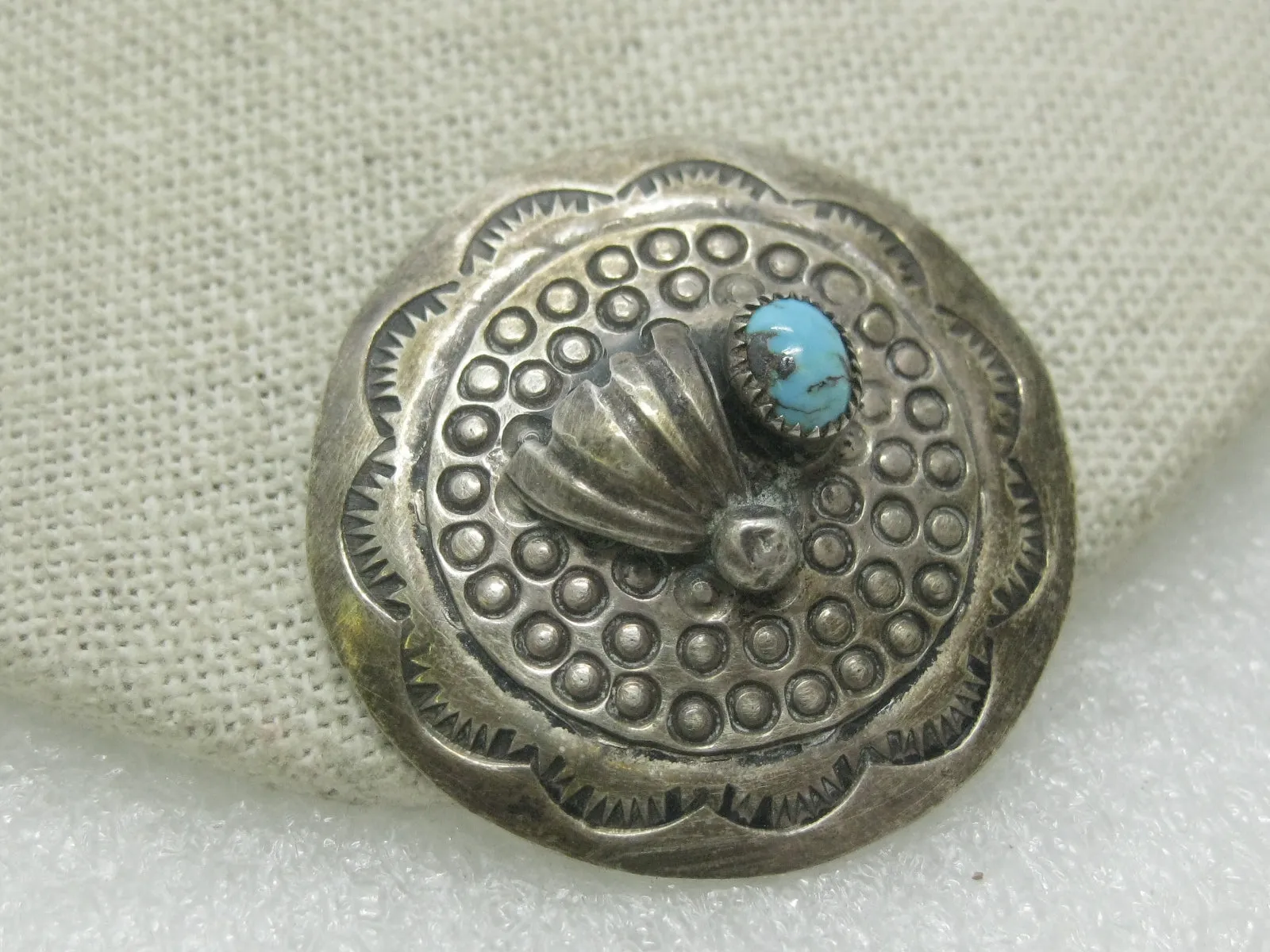 Vintage Southwestern Turquoise Brooch, signed M E. Tsosie, Navajo/Native America